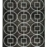 Modern Halı- Siyah Pamuk Üzerine Yün El Dokuma Halı-141x306