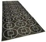 Modern Halı- Siyah Pamuk Üzerine Yün El Dokuma Halı-141x306 - Görsel 2