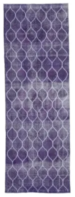 Modern Halı- Mor Pamuk Üzerine Yün El Dokuma Halı-131x382
