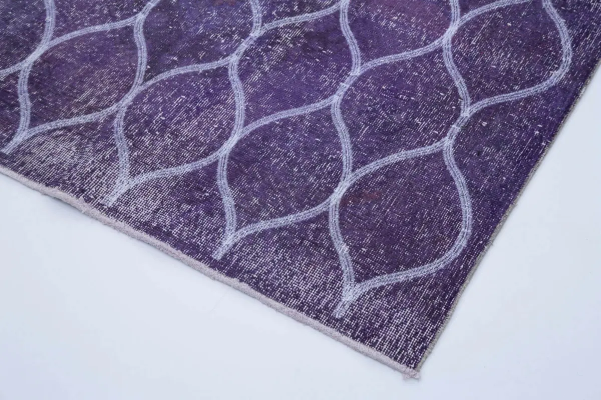 Modern Halı- Mor Pamuk Üzerine Yün El Dokuma Halı-131x382 - Görsel 4
