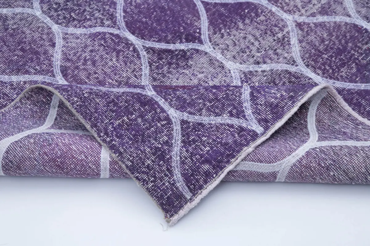 Modern Halı- Mor Pamuk Üzerine Yün El Dokuma Halı-131x382 - Görsel 5
