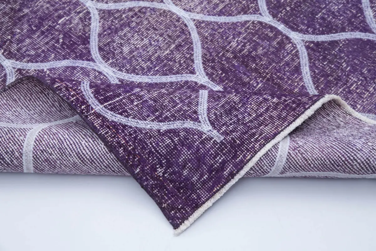 Modern Halı- Mor Pamuk Üzerine Yün El Dokuma Halı-144x374 - Görsel 5