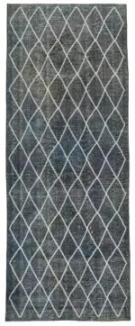 Modern Halı- Mavi Pamuk Üzerine Yün El Dokuma Halı-141x367