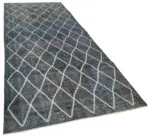 Modern Halı- Mavi Pamuk Üzerine Yün El Dokuma Halı-141x367 - Görsel 2