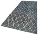 Modern Halı- Mavi Pamuk Üzerine Yün El Dokuma Halı-141x367 - Görsel 3