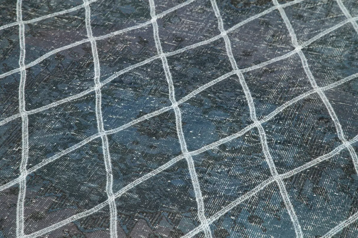 Modern Halı- Mavi Pamuk Üzerine Yün El Dokuma Halı-141x367 - Görsel 5