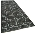 Modern Halı- Siyah Pamuk Üzerine Yün El Dokuma Halı-138x402 - Görsel 2