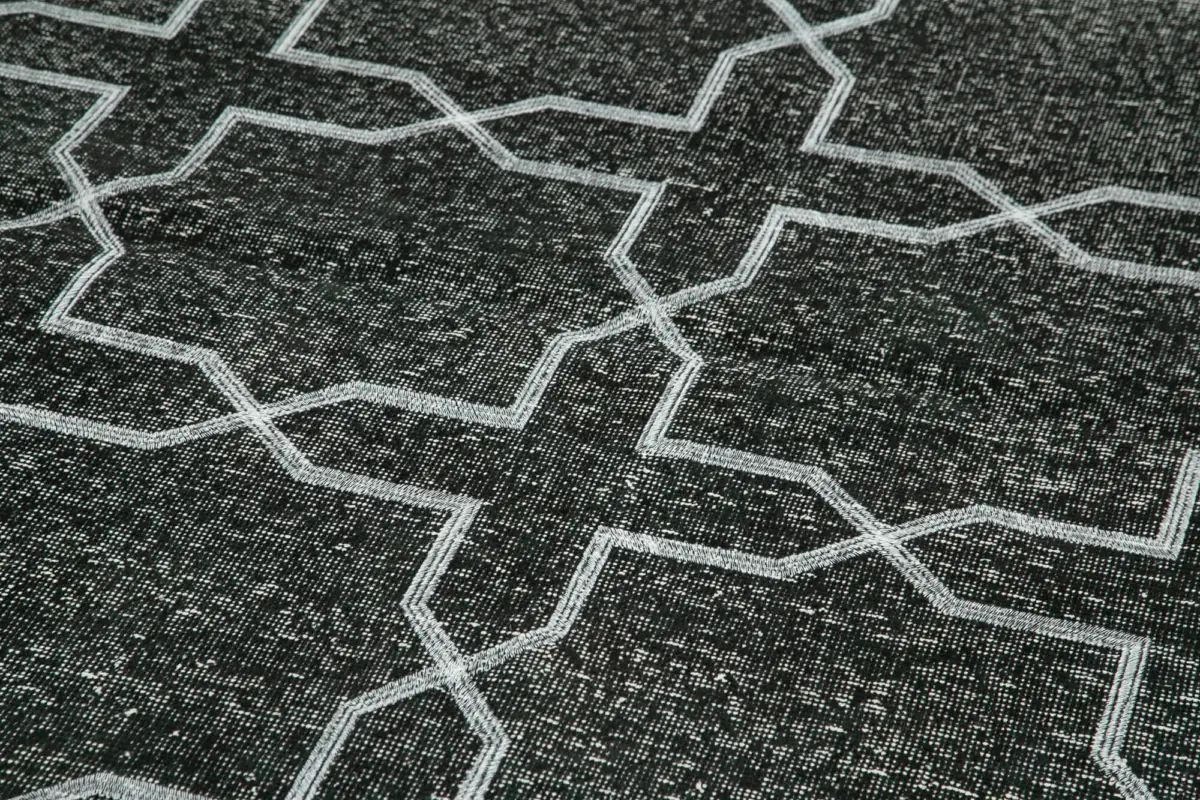 Modern Halı- Siyah Pamuk Üzerine Yün El Dokuma Halı-138x402 - Görsel 5