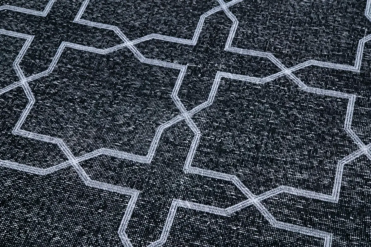 Modern Halı- Siyah Pamuk Üzerine Yün El Dokuma Halı-138x402 - Görsel 7