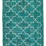 Modern Halı- Turkuaz Pamuk Üzerine Yün El Dokuma Halı-152x384