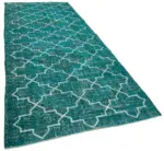 Modern Halı- Turkuaz Pamuk Üzerine Yün El Dokuma Halı-152x384 - Görsel 2