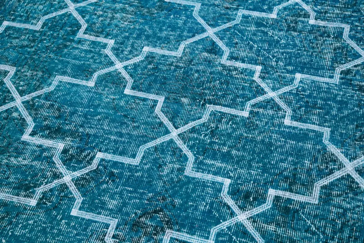 Modern Halı- Turkuaz Pamuk Üzerine Yün El Dokuma Halı-152x384 - Görsel 7