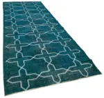 Modern Halı- Turkuaz Pamuk Üzerine Yün El Dokuma Halı-140x402 - Görsel 2