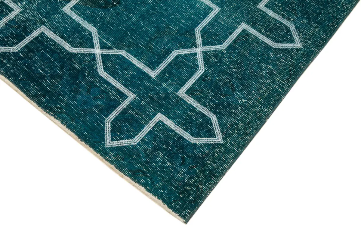 Modern Halı- Turkuaz Pamuk Üzerine Yün El Dokuma Halı-140x402 - Görsel 4