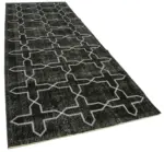 Modern Halı- Siyah Pamuk Üzerine Yün El Dokuma Halı-142x390 - Görsel 2