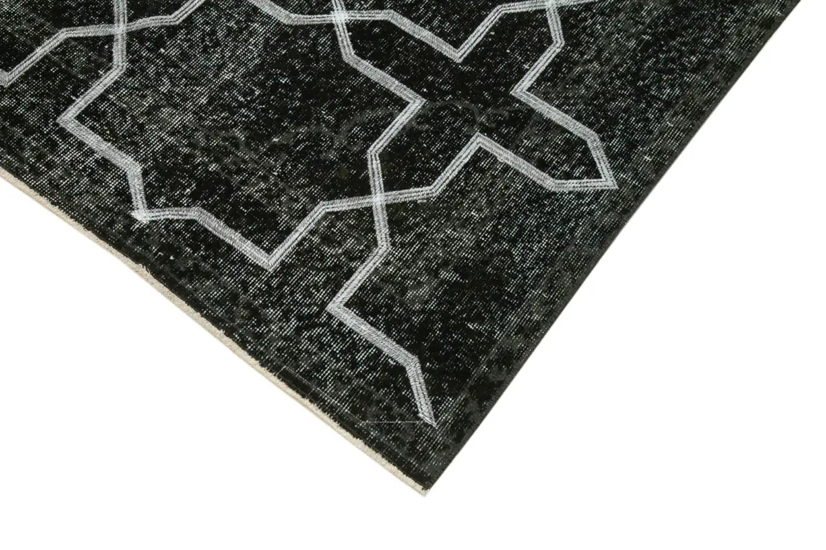 Modern Halı- Siyah Pamuk Üzerine Yün El Dokuma Halı-142x390 - Görsel 4