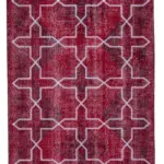 Modern Halı- Kırmızı Pamuk Üzerine Yün El Dokuma Halı-143x384