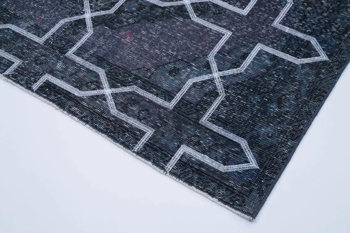 Modern Halı- Gri Pamuk Üzerine Yün El Dokuma Halı-141x384 - Görsel 4