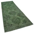 Modern Halı- Yeşil Pamuk Üzerine Yün El Dokuma Halı-142x406 - Görsel 2