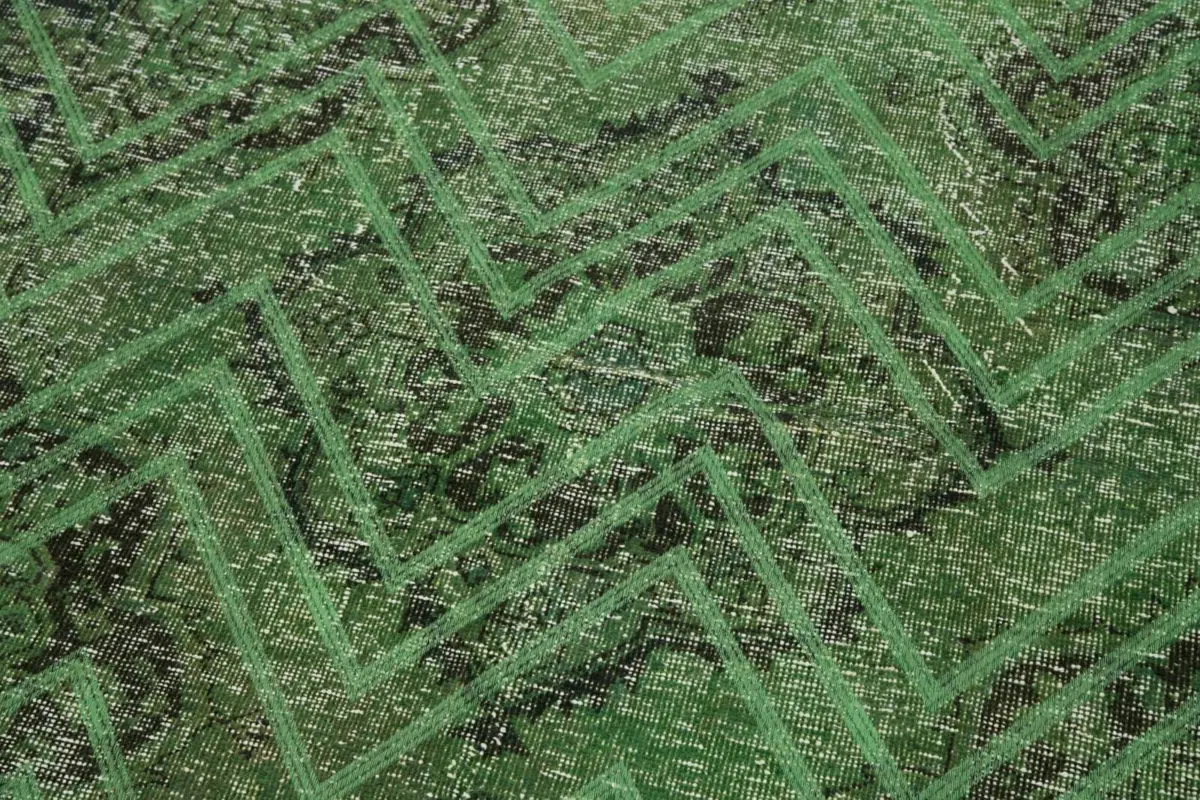 Modern Halı- Yeşil Pamuk Üzerine Yün El Dokuma Halı-142x406 - Görsel 6