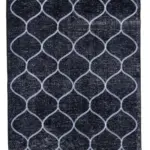 Modern Halı- Siyah Pamuk Üzerine Yün El Dokuma Halı-136x384