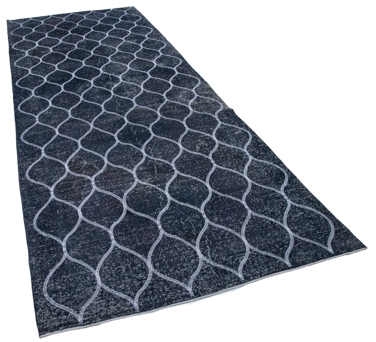 Modern Halı- Mavi Pamuk Üzerine Yün El Dokuma Halı-145x380 - Görsel 2