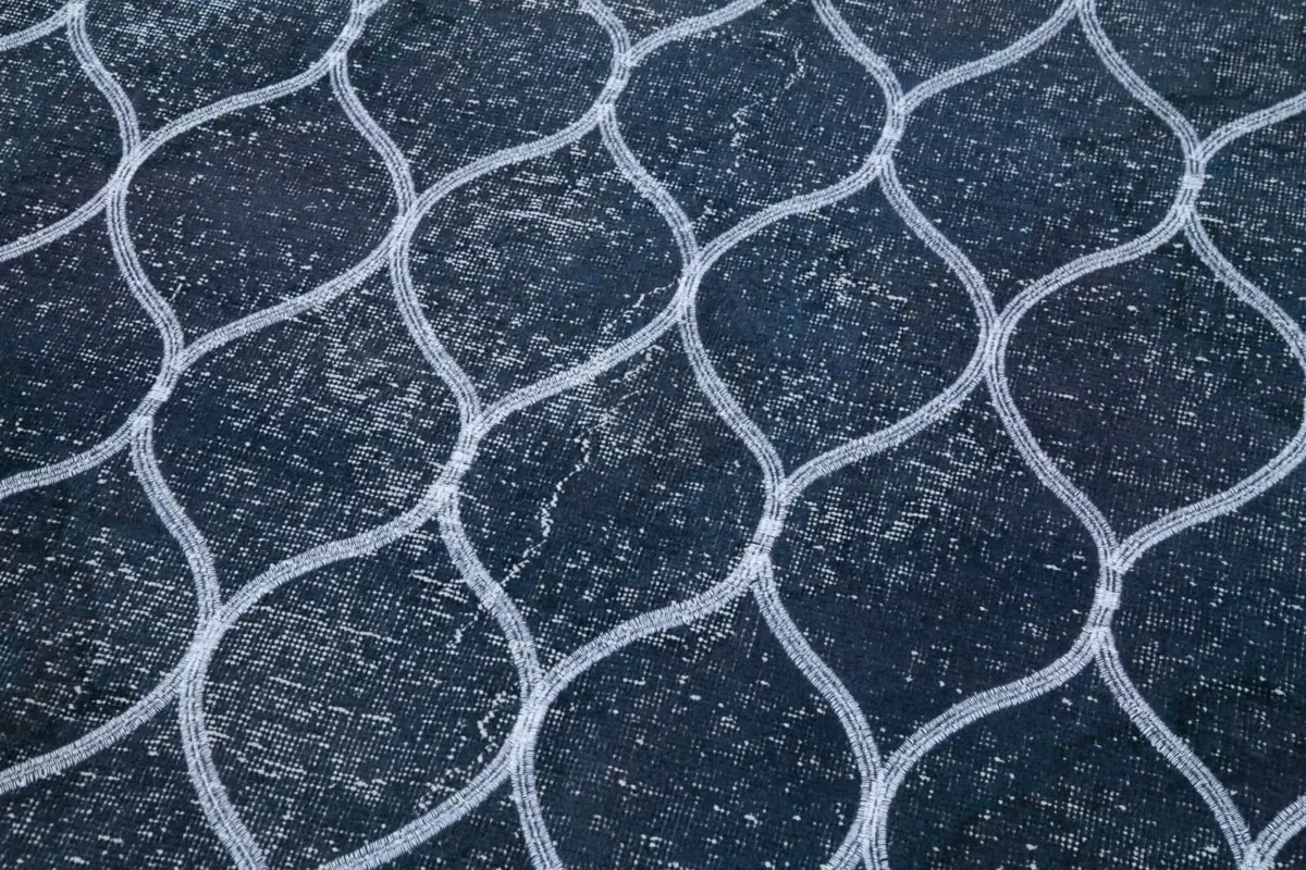 Modern Halı- Mavi Pamuk Üzerine Yün El Dokuma Halı-145x380 - Görsel 6