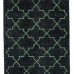 Modern Halı- Siyah Pamuk Üzerine Yün El Dokuma Halı-141x388