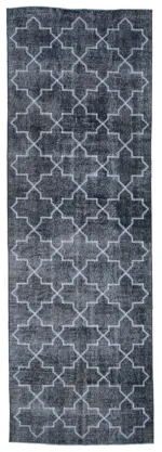 Modern Halı- Siyah Pamuk Üzerine Yün El Dokuma Halı-135x412