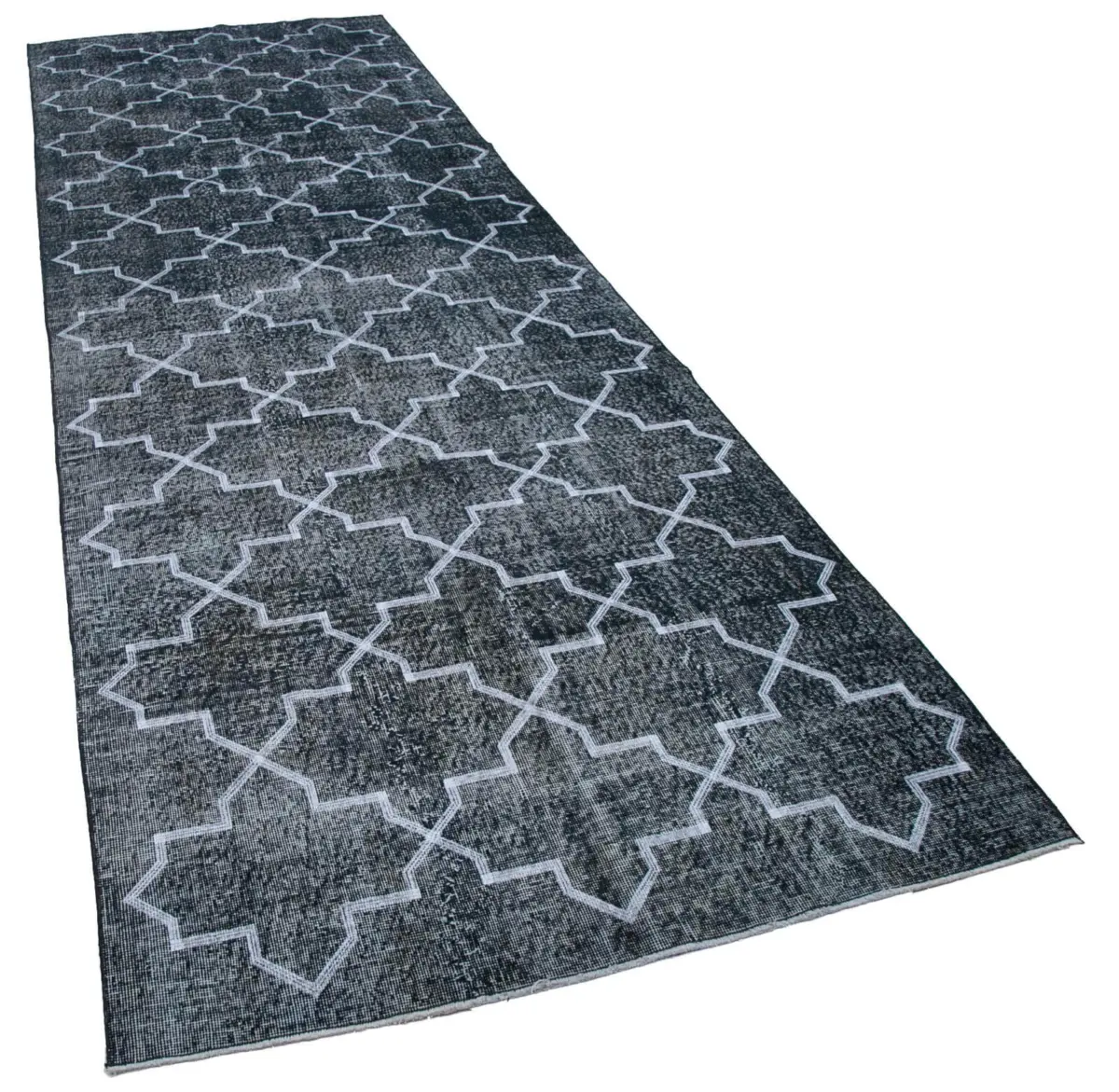 Modern Halı- Siyah Pamuk Üzerine Yün El Dokuma Halı-135x412 - Görsel 2