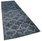 Modern Halı- Siyah Pamuk Üzerine Yün El Dokuma Halı-135x412 - Görsel 2