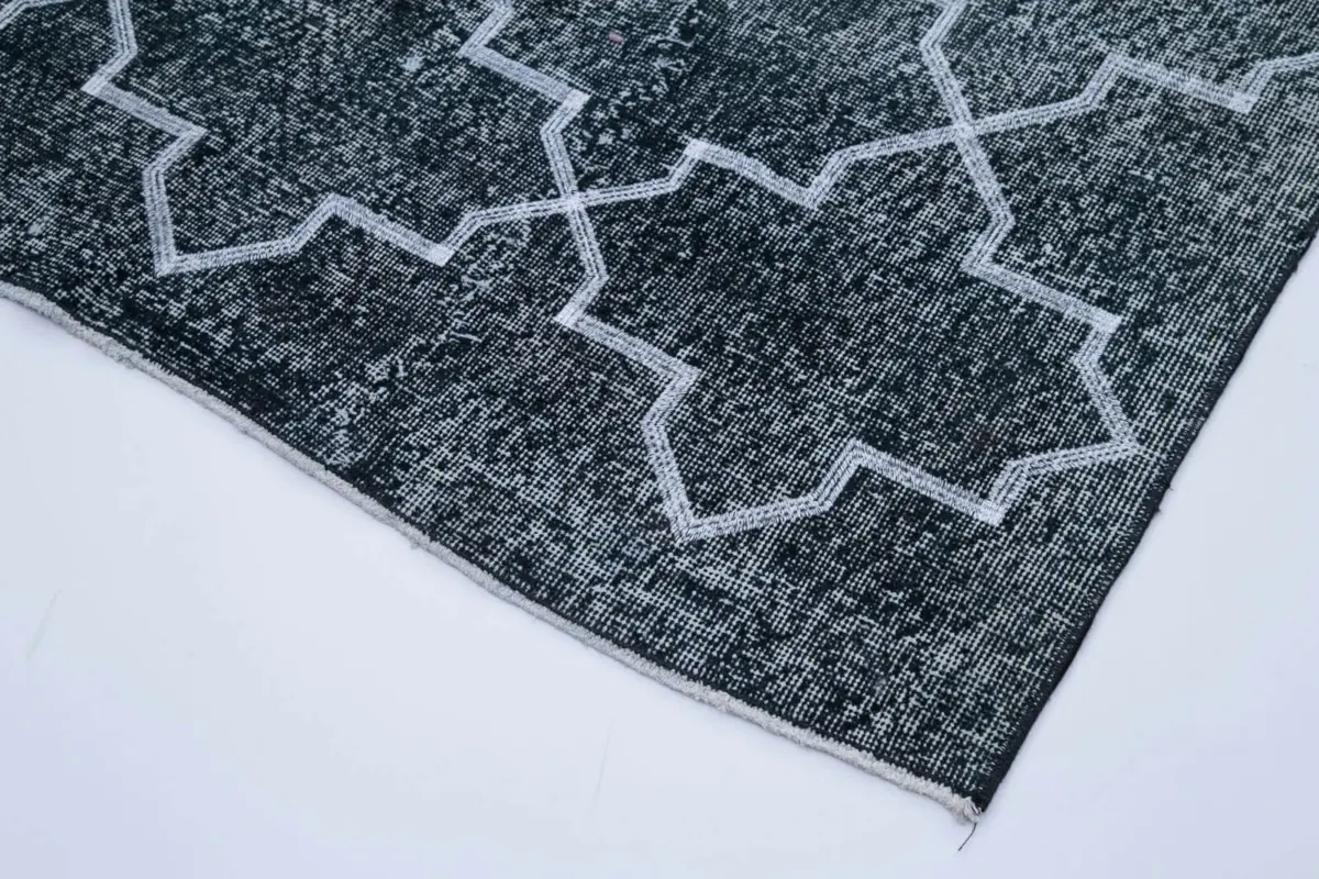 Modern Halı- Siyah Pamuk Üzerine Yün El Dokuma Halı-135x412 - Görsel 4