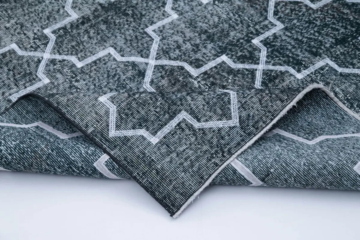 Modern Halı- Siyah Pamuk Üzerine Yün El Dokuma Halı-135x412 - Görsel 5