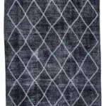 Modern Halı- Siyah Pamuk Üzerine Yün El Dokuma Halı-142x415