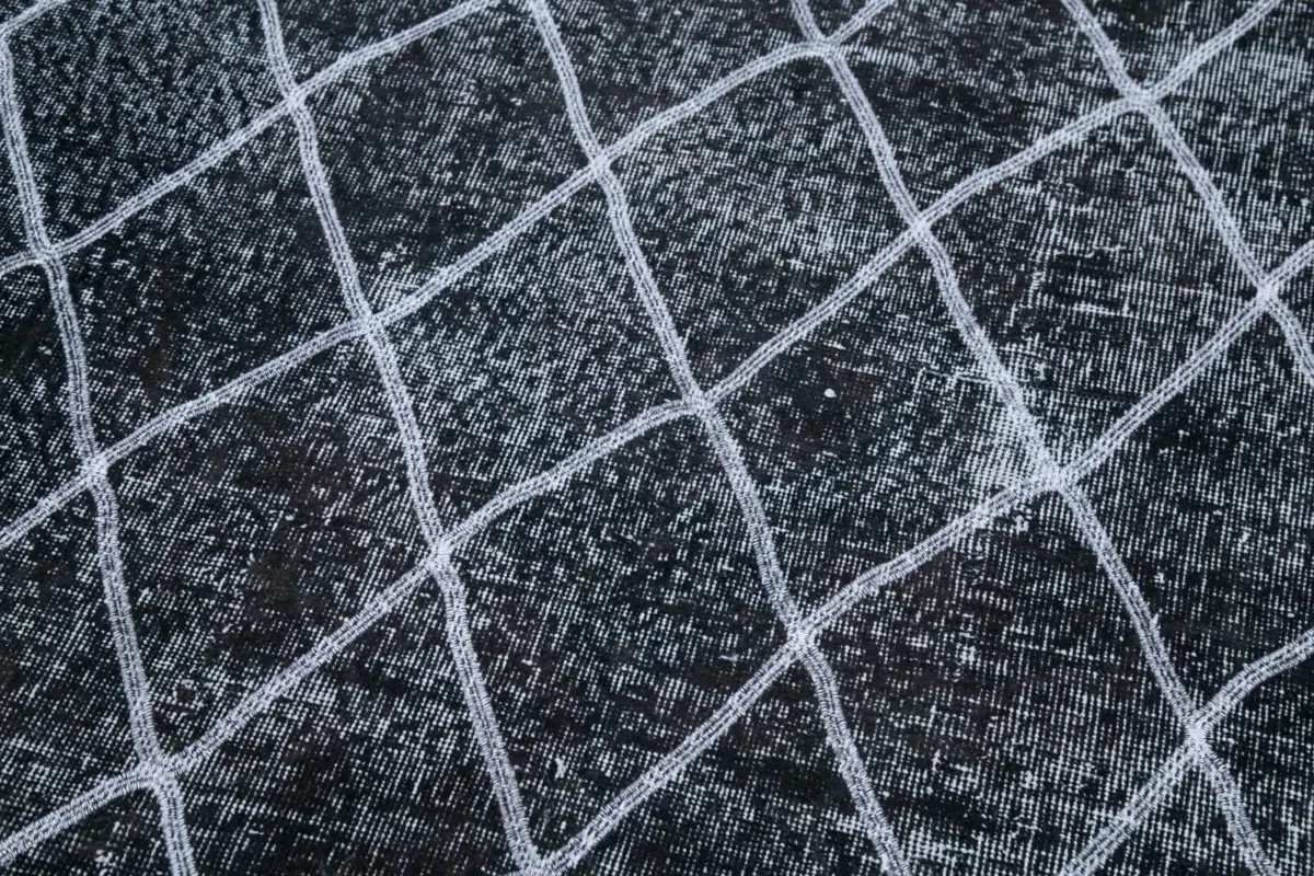 Modern Halı- Siyah Pamuk Üzerine Yün El Dokuma Halı-142x415 - Görsel 6