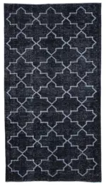 Modern Halı- Siyah Pamuk Üzerine Yün El Dokuma Halı-159x295