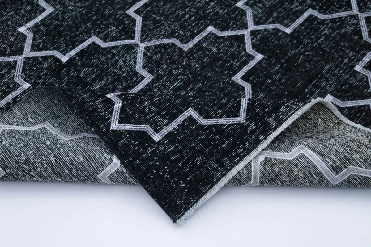 Modern Halı- Siyah Pamuk Üzerine Yün El Dokuma Halı-159x295 - Görsel 5