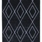 Modern Halı- Siyah Pamuk Üzerine Yün El Dokuma Halı-152x331