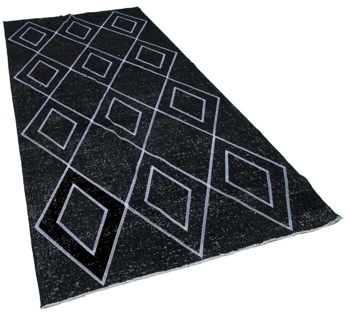 Modern Halı- Siyah Pamuk Üzerine Yün El Dokuma Halı-152x331 - Görsel 2