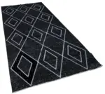 Modern Halı- Siyah Pamuk Üzerine Yün El Dokuma Halı-152x331 - Görsel 2