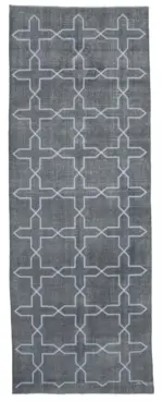 Modern Halı- Gri Pamuk Üzerine Yün El Dokuma Halı-142x395