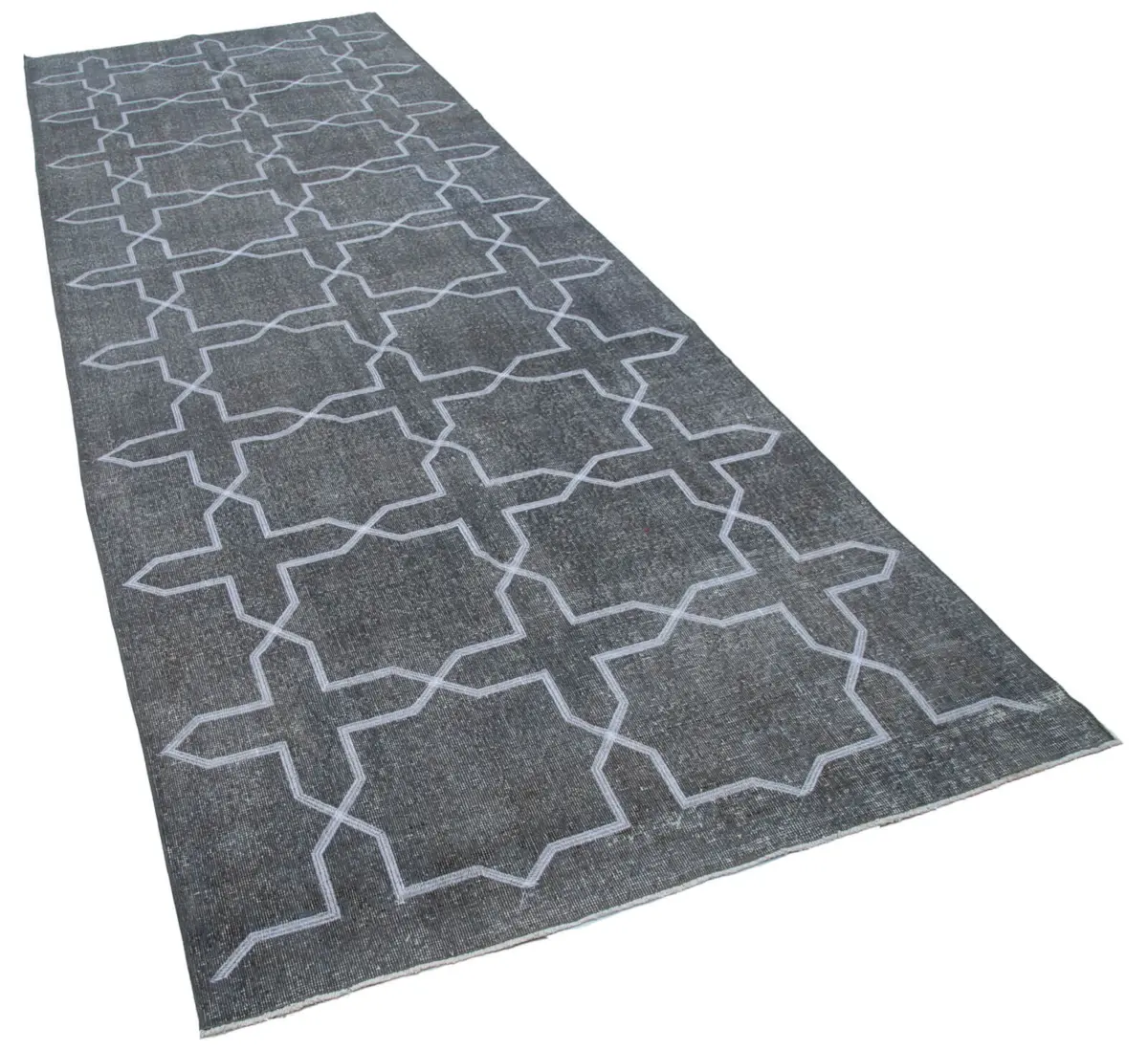 Modern Halı- Gri Pamuk Üzerine Yün El Dokuma Halı-142x395 - Görsel 2