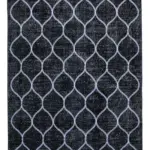 Modern Halı- Siyah Pamuk Üzerine Yün El Dokuma Halı-148x385