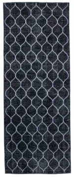 Modern Halı- Siyah Pamuk Üzerine Yün El Dokuma Halı-148x385