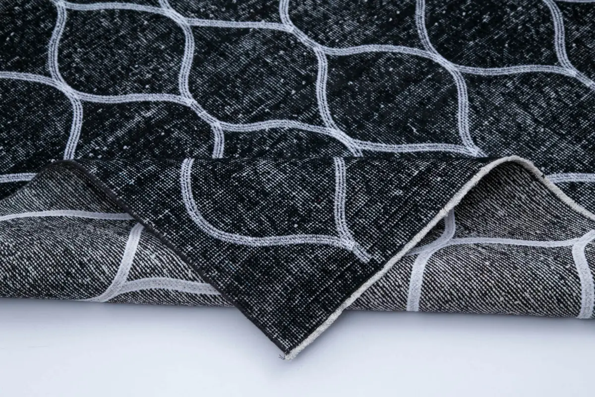 Modern Halı- Siyah Pamuk Üzerine Yün El Dokuma Halı-148x385 - Görsel 5