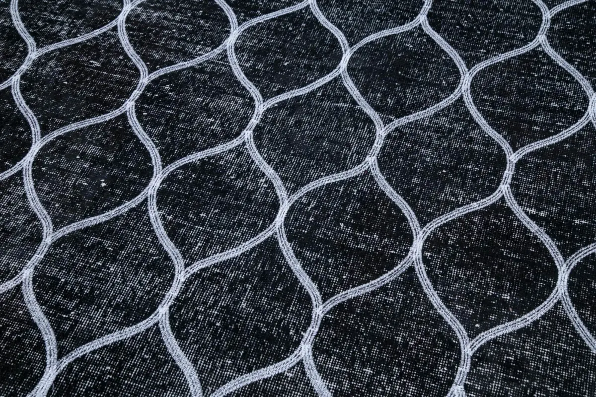 Modern Halı- Siyah Pamuk Üzerine Yün El Dokuma Halı-148x385 - Görsel 6