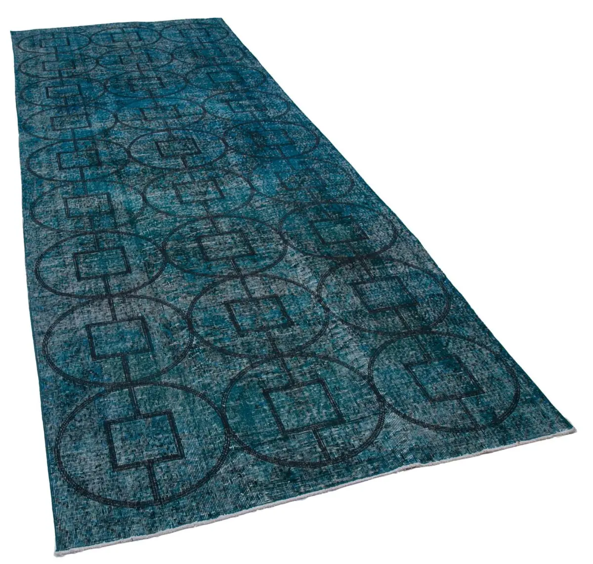 Modern Halı- Turkuaz Pamuk Üzerine Yün El Dokuma Halı-143x378 - Görsel 2