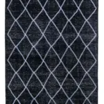 Modern Halı- Siyah Pamuk Üzerine Yün El Dokuma Halı-142x392