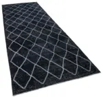 Modern Halı- Siyah Pamuk Üzerine Yün El Dokuma Halı-142x392 - Görsel 2