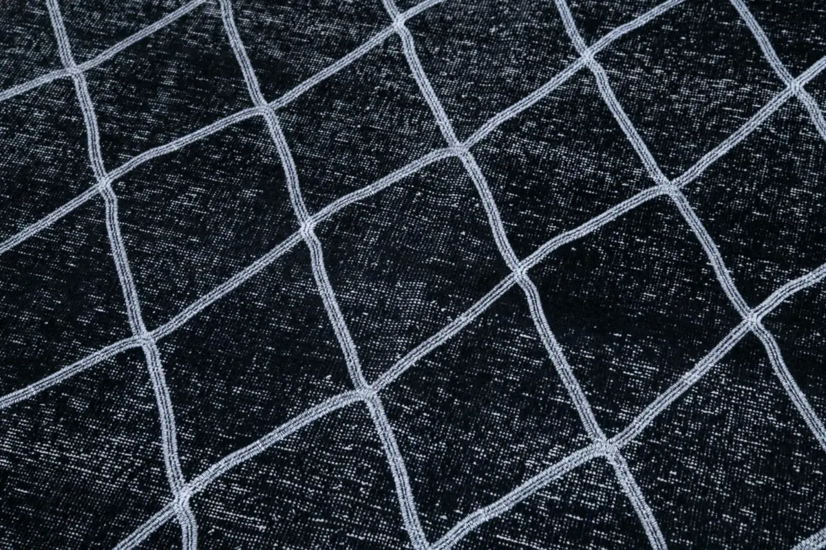 Modern Halı- Siyah Pamuk Üzerine Yün El Dokuma Halı-142x392 - Görsel 6